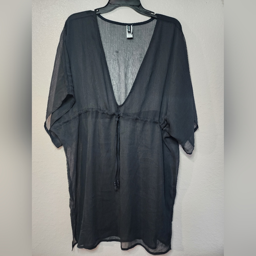Women's  Swimsuit Cover-Up Black Sheer size L